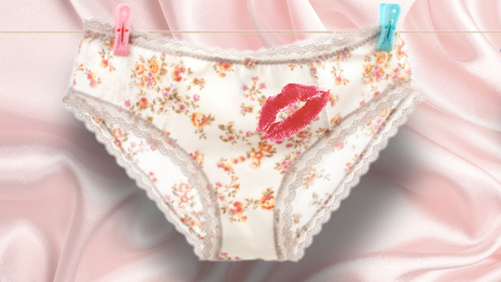 a graphic of underwear with a lipstick kiss mark on them, indicating how to eat pussy